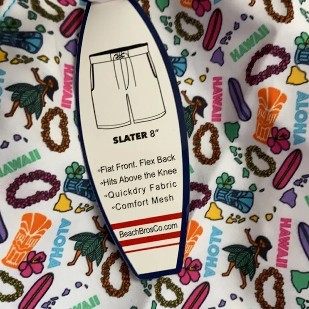 🔥Beach Bros micro hawaii white beach,pool short sz M New